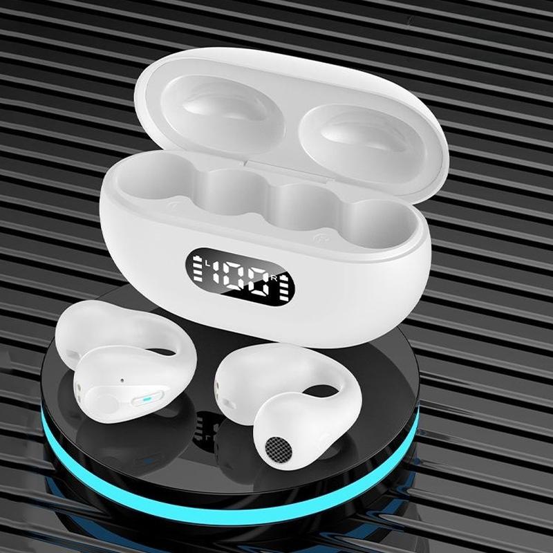 Wireless Noise-Cancelling Bluetooth Earbuds with LED Display – In-Ear Stereo Sound – White