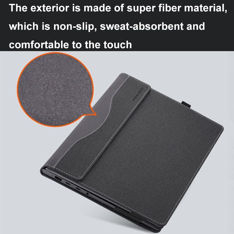 15.6-Inch Protective Leather Laptop Case with Stand – Black Sleeve for Samsung Galaxy Book Flex 2020