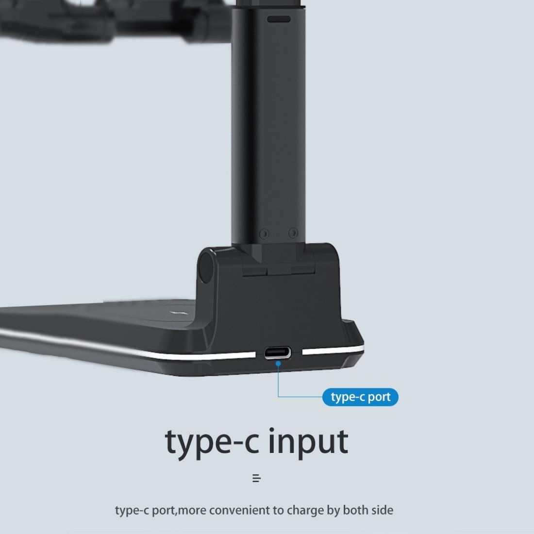 Portable 2-in-1 Wireless Charging Stand – Single Device Fast Charger – Black