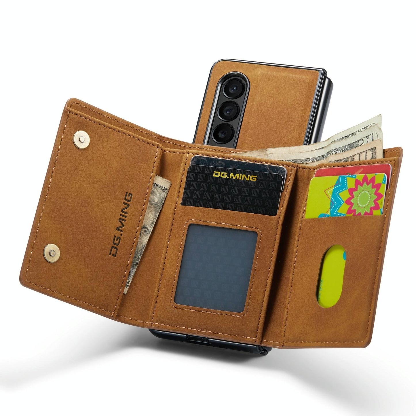 Wallet Case for Samsung Galaxy Z Fold4 5G – 3-Fold Design, Multi-Card Holder, Kickstand Cover – Green