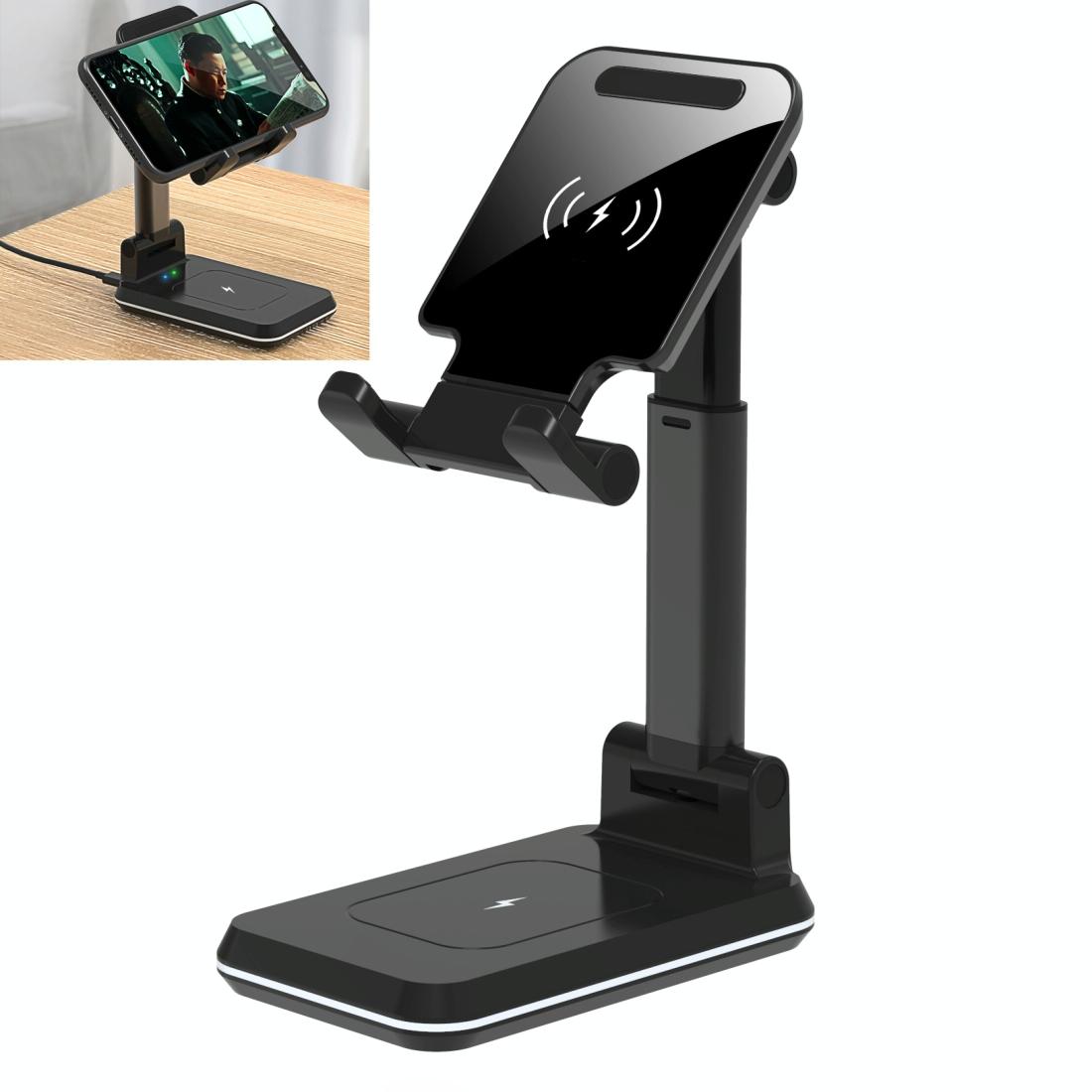 Portable 2-in-1 Wireless Charging Stand – Dual Device Fast Charger – Black