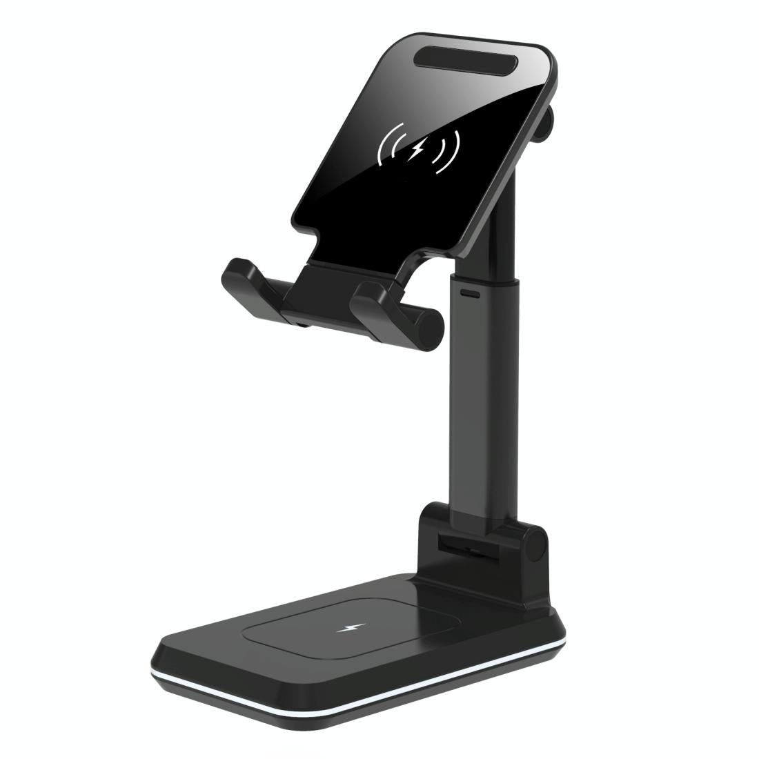 Portable 2-in-1 Wireless Charging Stand – Dual Device Fast Charger – Black