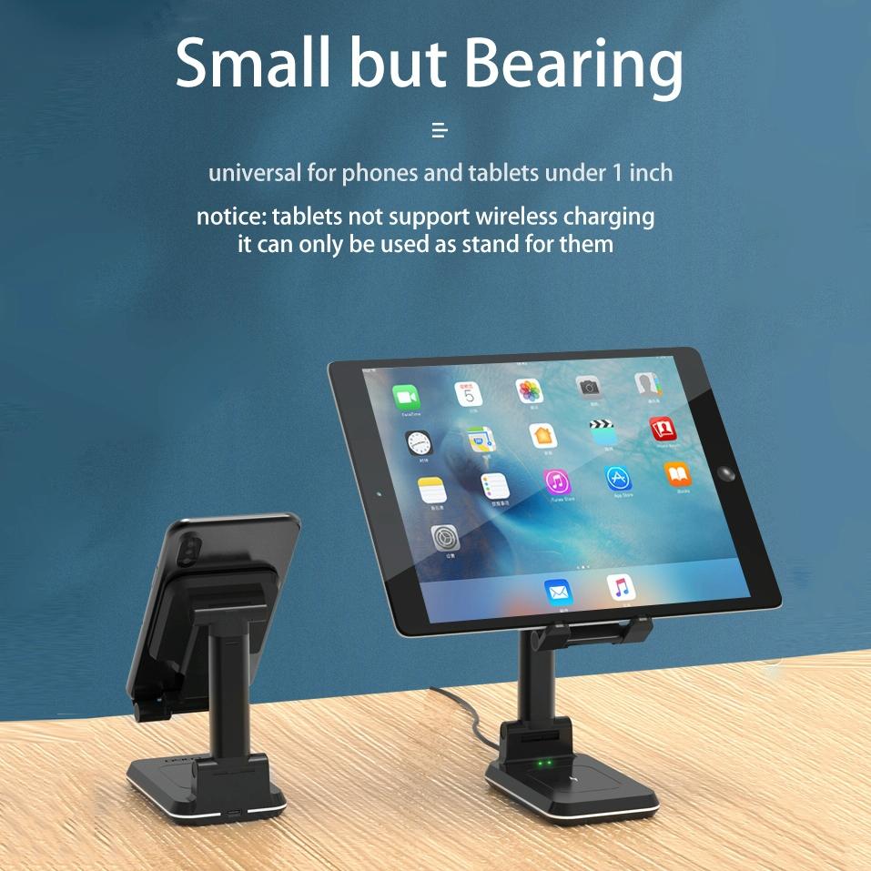 Portable 2-in-1 Wireless Charging Stand – Dual Device Fast Charger – Black