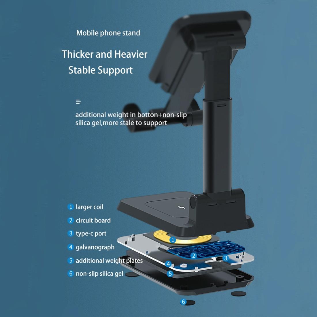 Portable 2-in-1 Wireless Charging Stand – Dual Device Fast Charger – Black