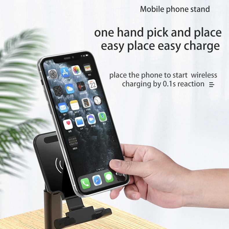 Portable 2-in-1 Wireless Charging Stand – Dual Device Fast Charger – Black