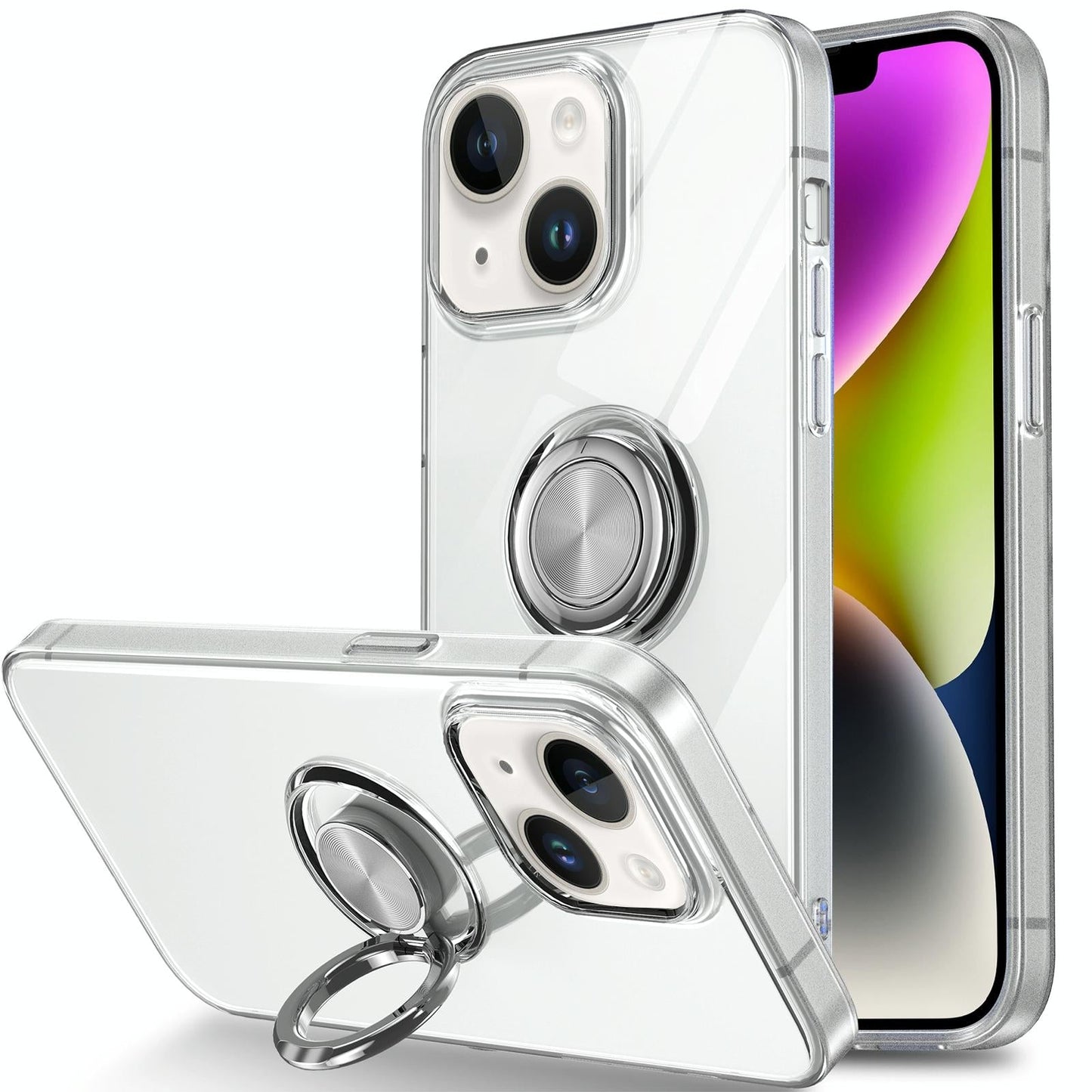 Slim TPU Phone Case with Ring Holder for iPhone 15 – Shockproof & Secure Grip Design