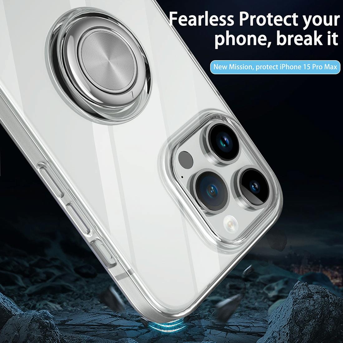Slim TPU Phone Case with Ring Holder for iPhone 15 – Shockproof & Secure Grip Design