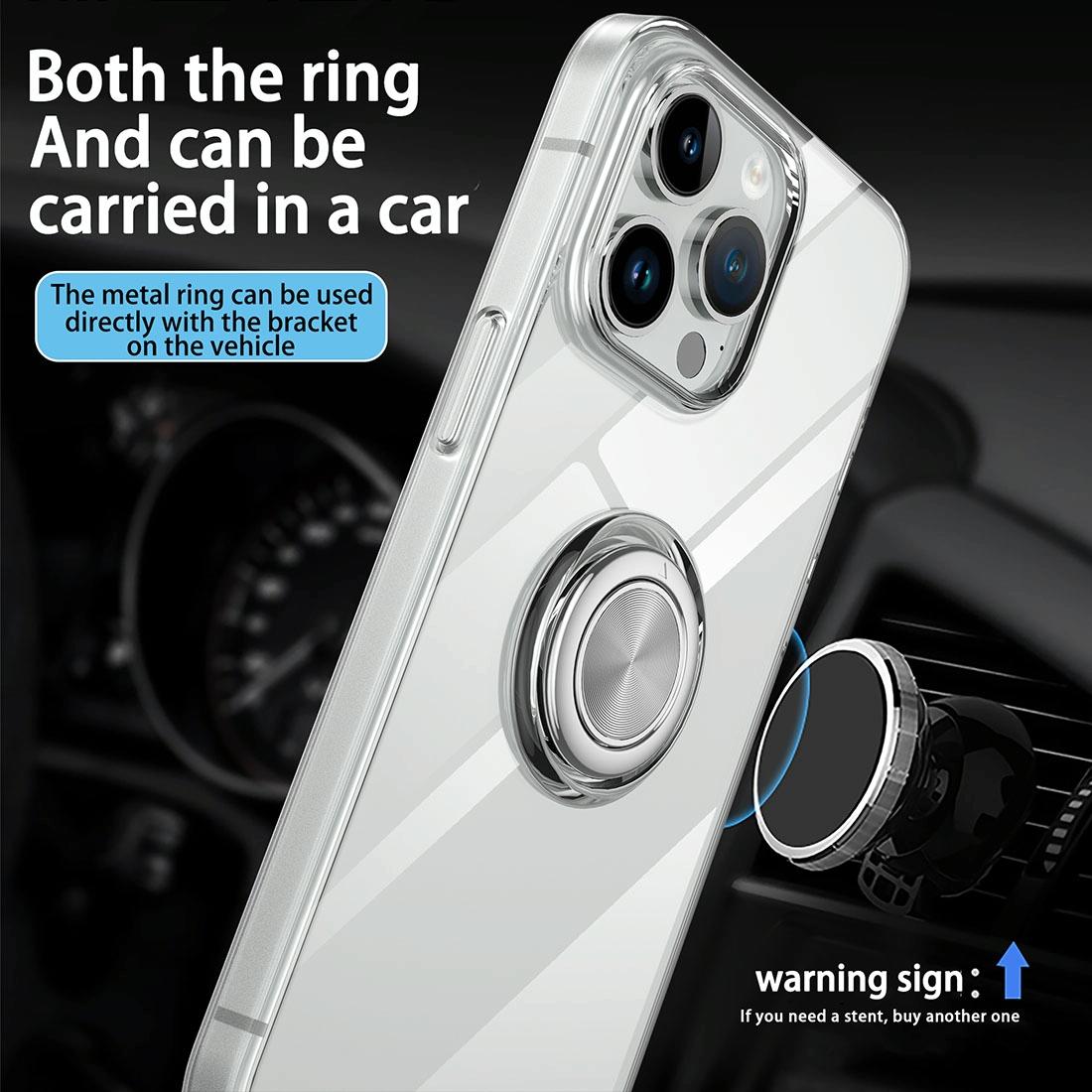 Slim TPU Phone Case with Ring Holder for iPhone 15 – Shockproof & Secure Grip Design