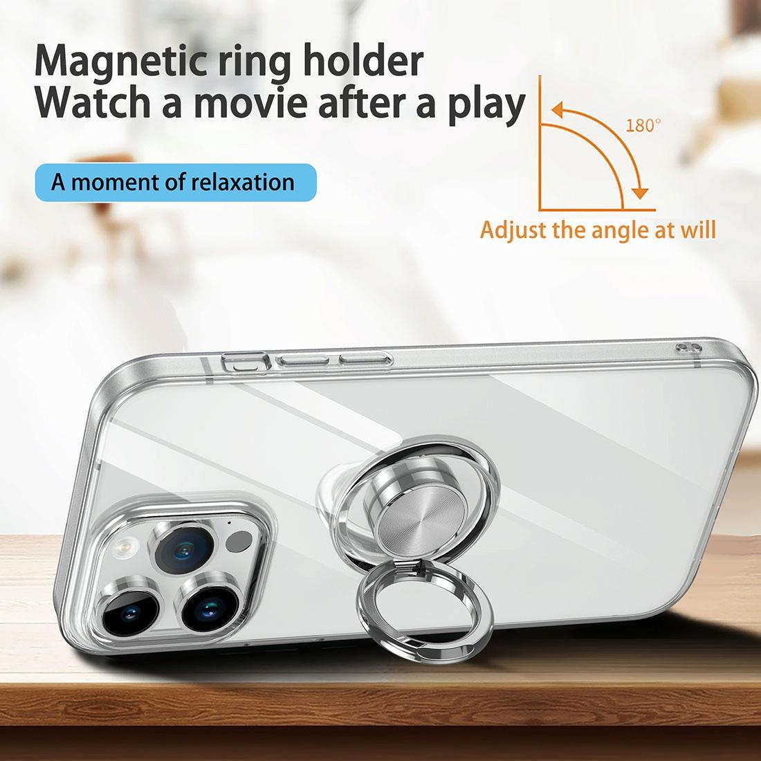 Slim TPU Phone Case with Ring Holder for iPhone 15 – Shockproof & Secure Grip Design