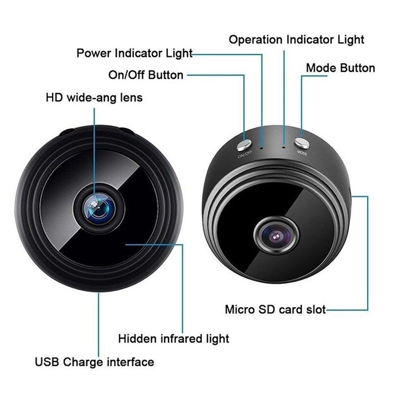 Wireless 1080P HD Camera – Night Vision, Motion Detection, TF Card Storage, Bluetooth – Black