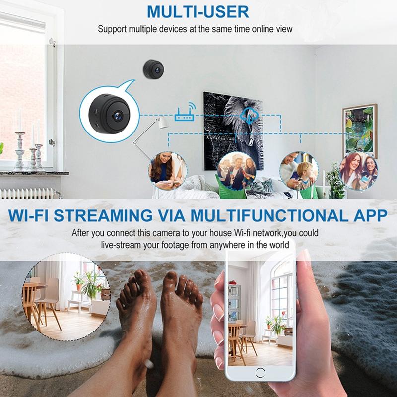 Wireless 1080P HD Camera – Night Vision, Motion Detection, TF Card Storage, Bluetooth – Black