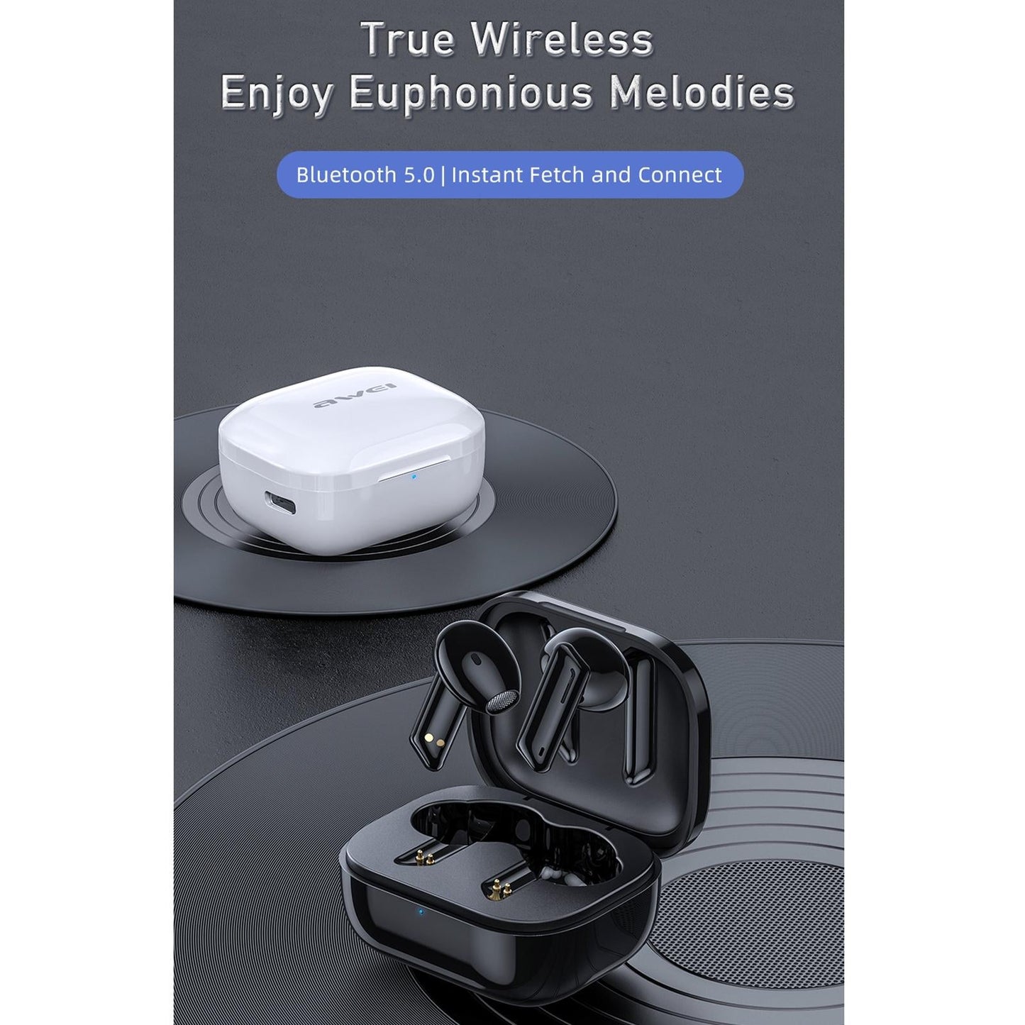 T36 True Wireless Stereo Bluetooth 5.0 Earphones – In-Ear TWS Headphones, Black