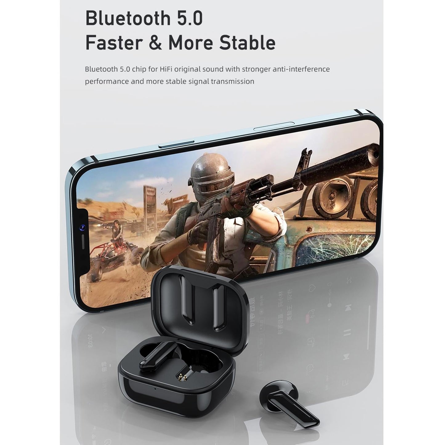 T36 True Wireless Stereo Bluetooth 5.0 Earphones – In-Ear TWS Headphones, Black