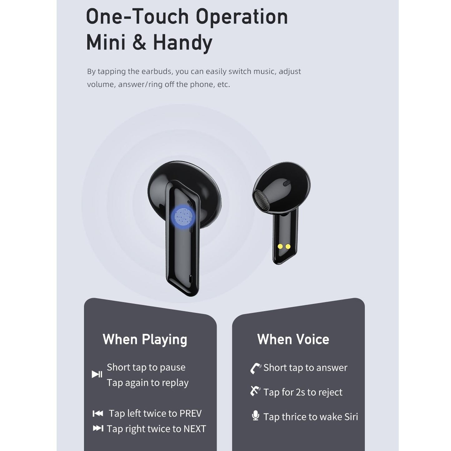 T36 True Wireless Stereo Bluetooth 5.0 Earphones – In-Ear TWS Headphones, Black
