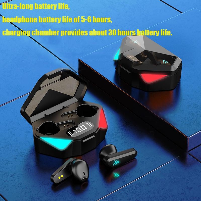 True Wireless Gaming Earbuds with Touch Control & LED Charging Case – Black, High-Fidelity Sound, Noise Cancelling