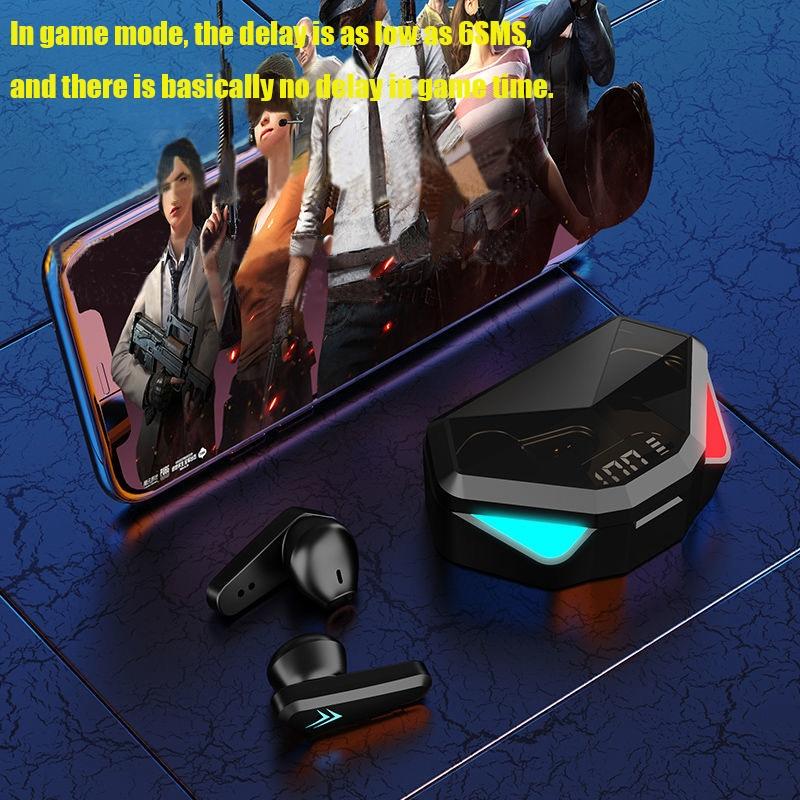 True Wireless Gaming Earbuds with Touch Control & LED Charging Case – Black, High-Fidelity Sound, Noise Cancelling