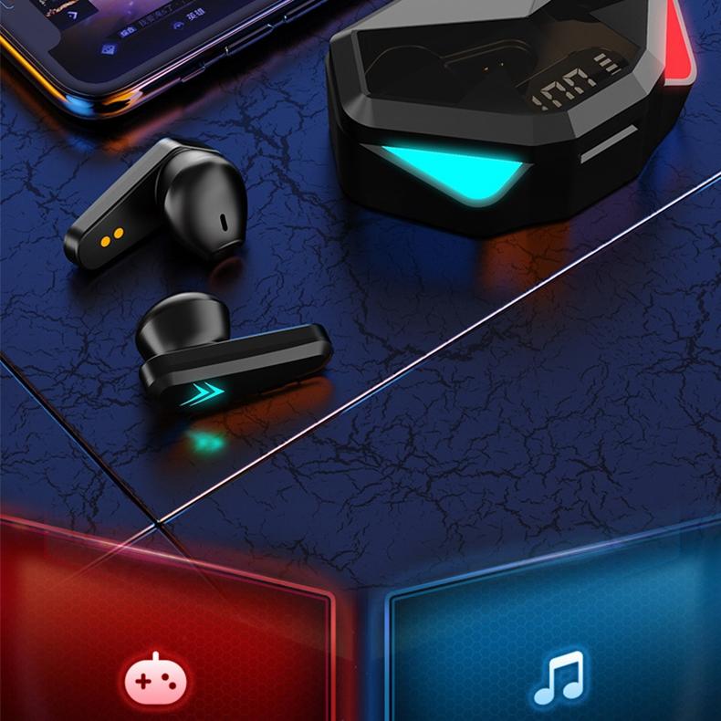 True Wireless Gaming Earbuds with Touch Control & LED Charging Case – Black, High-Fidelity Sound, Noise Cancelling