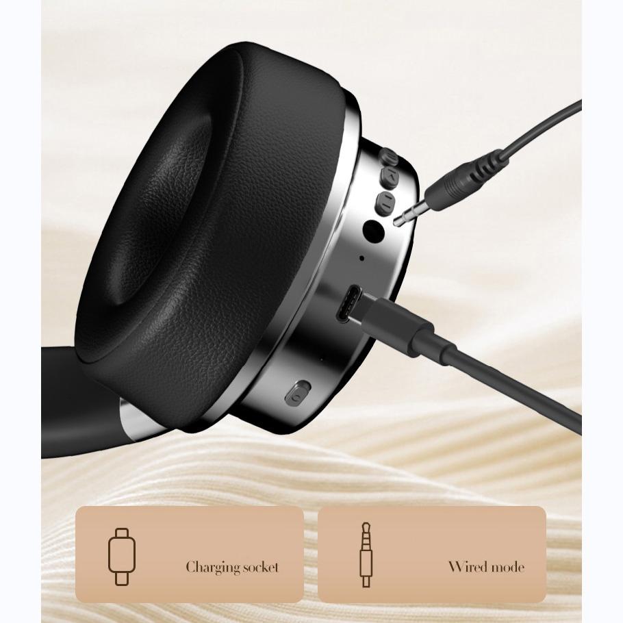 Retro Wireless Bluetooth Headset – Metal Head-Mounted Design, Silver & Black for Stylish Audio