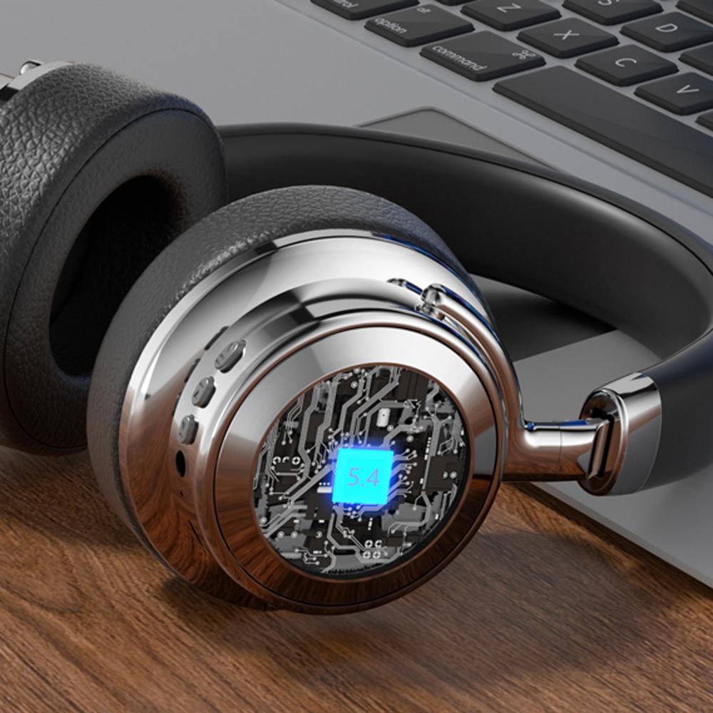 Retro Wireless Bluetooth Headset – Metal Head-Mounted Design, Silver & Black for Stylish Audio