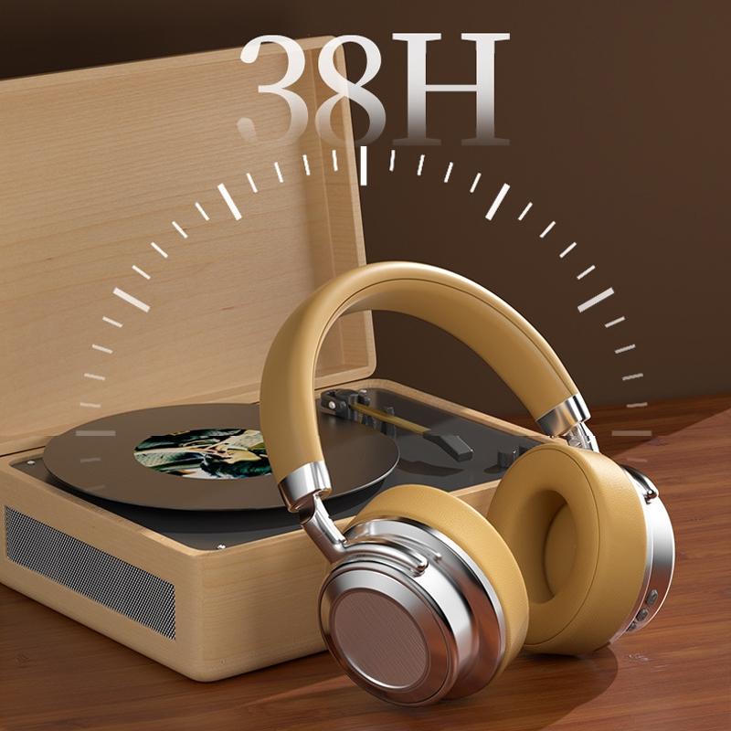 Retro Wireless Bluetooth Headset – Metal Head-Mounted Design, Silver & Black for Stylish Audio
