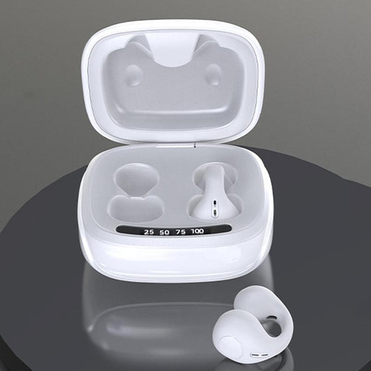 Wireless Bone Conduction Clip-on Bluetooth Headset – Noise Reduction, Lightweight & Comfortable – White