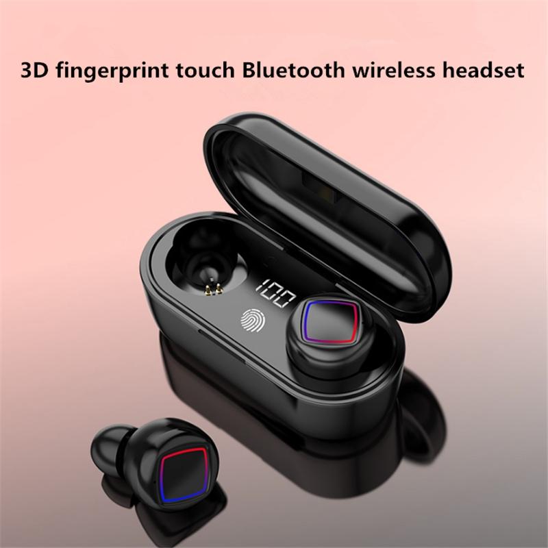 Wireless Fingerprint Touch Earbuds – White Bluetooth 5.3 with LED Display, Charging Case & Noise Reduction