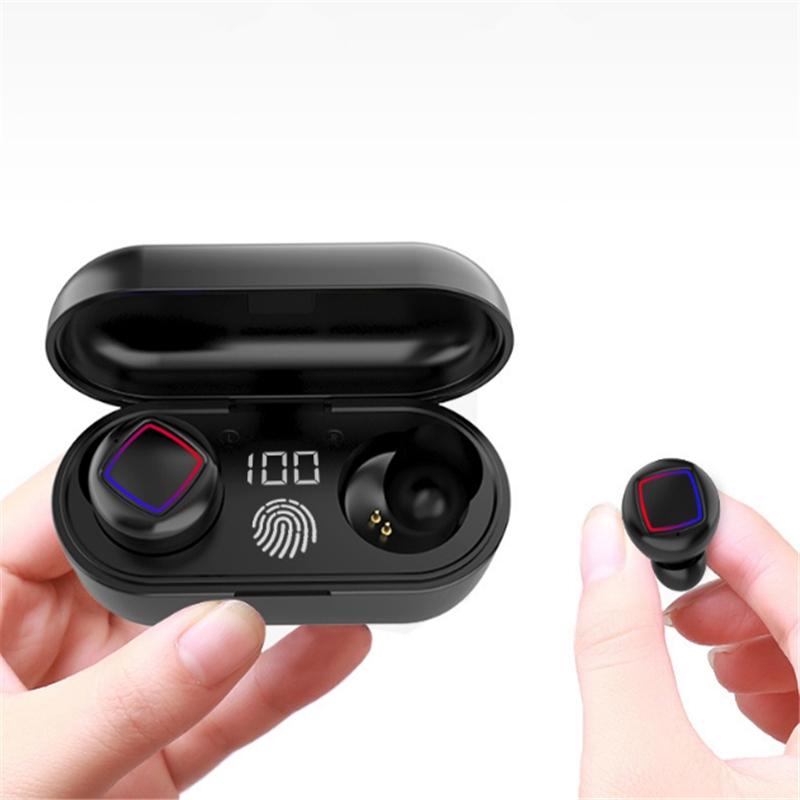 Wireless Fingerprint Touch Earbuds – White Bluetooth 5.3 with LED Display, Charging Case & Noise Reduction