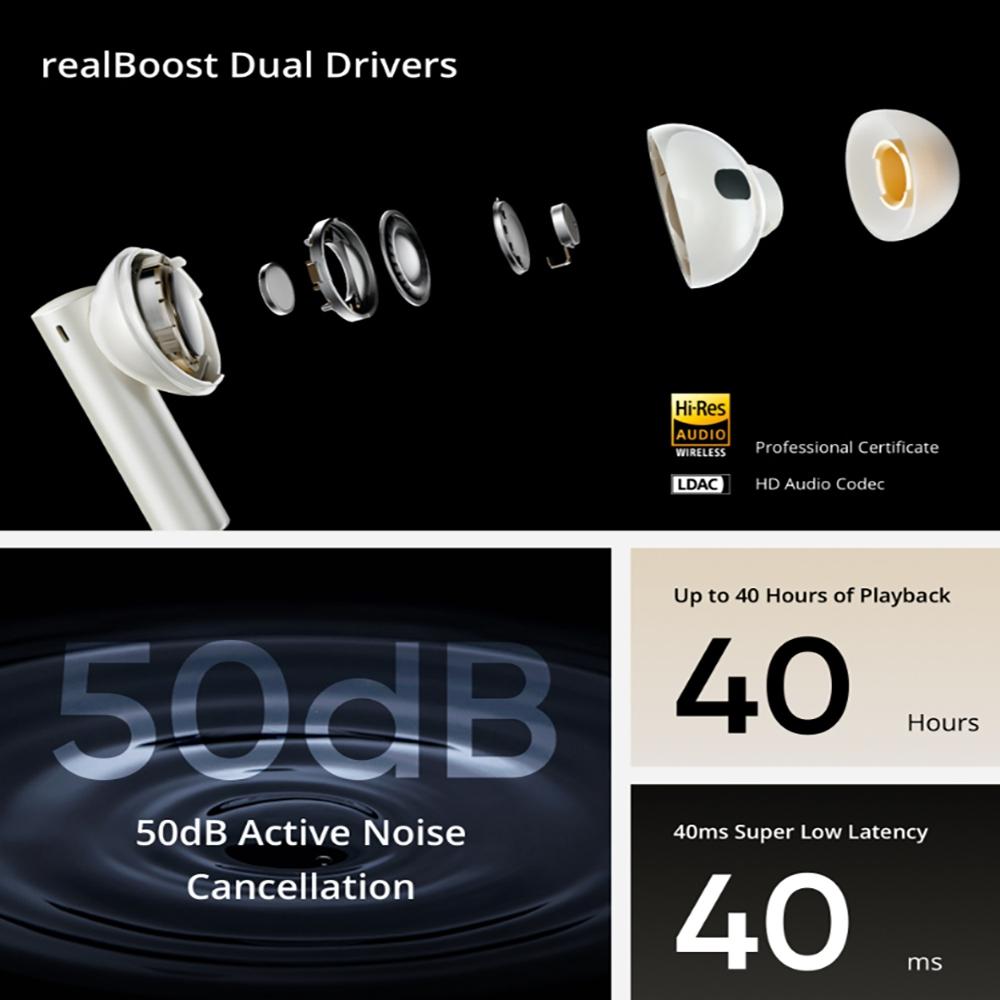 Wireless Bluetooth Earphones with 3D Spatial Sound & Active Noise Reduction – Black