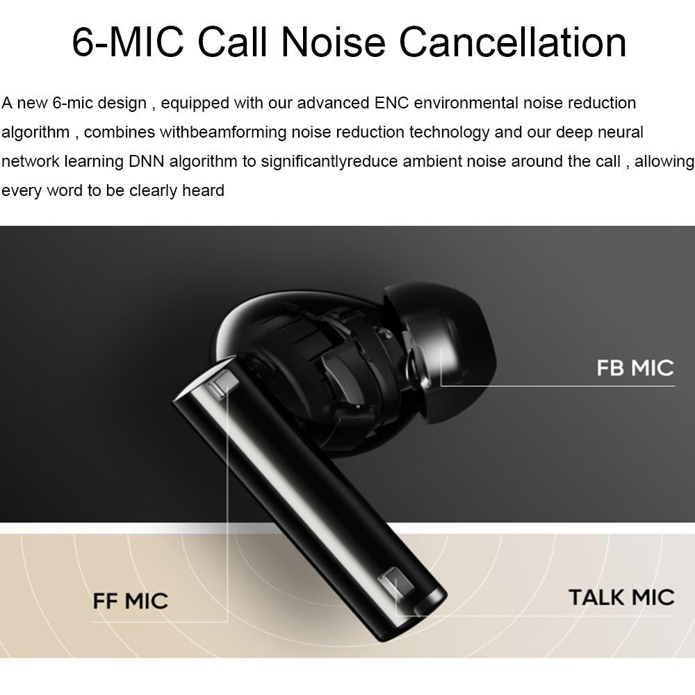 Wireless Bluetooth Earphones with 3D Spatial Sound & Active Noise Reduction – Black