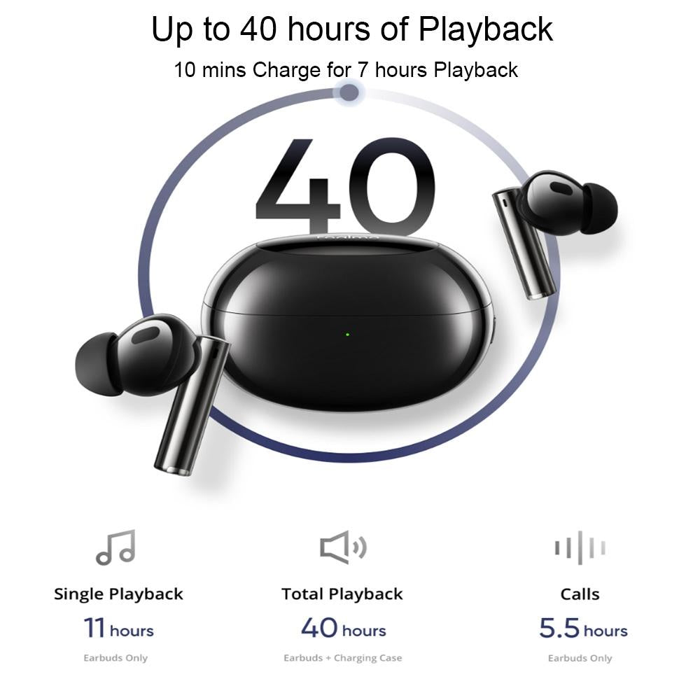 Wireless Bluetooth Earphones with 3D Spatial Sound & Active Noise Reduction – Black