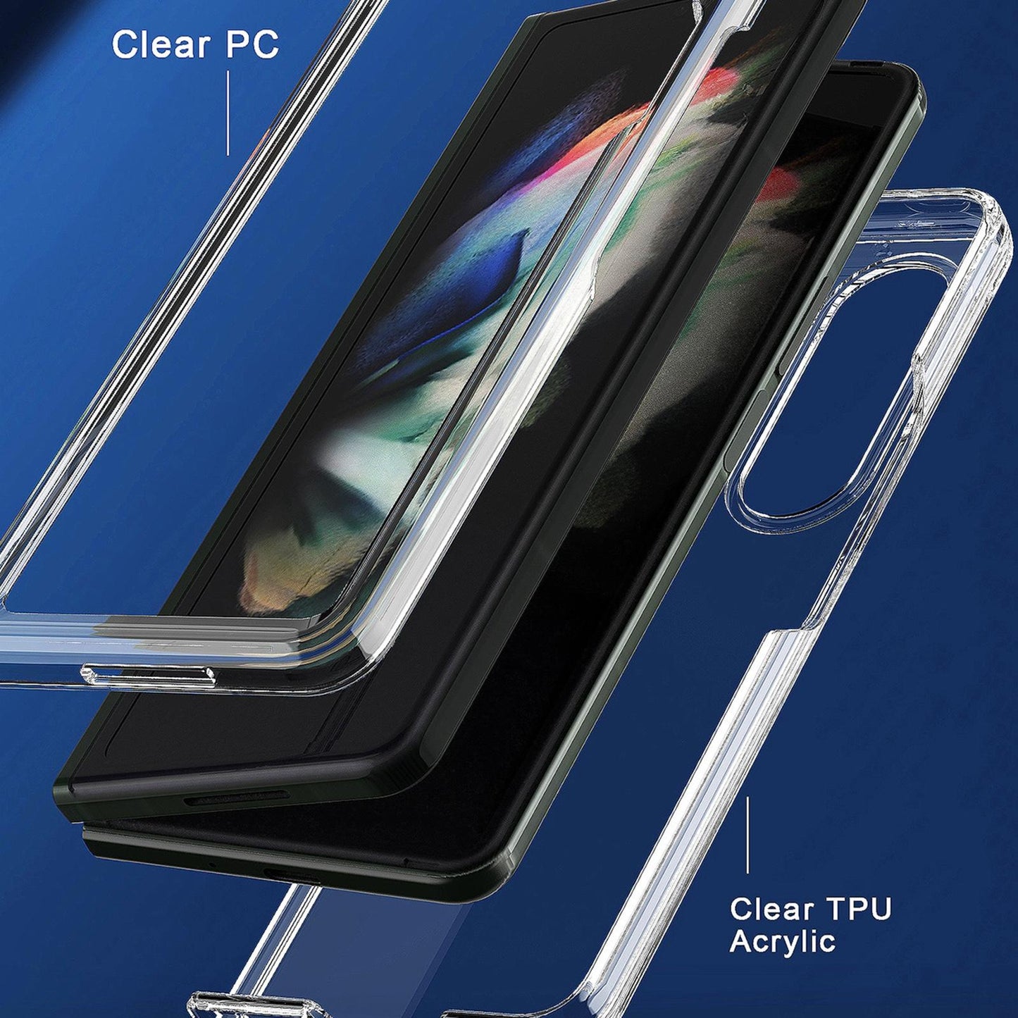 Clear Acrylic TPU Phone Case for Samsung Galaxy Z Fold4 5G – Slim Protective Cover – Black