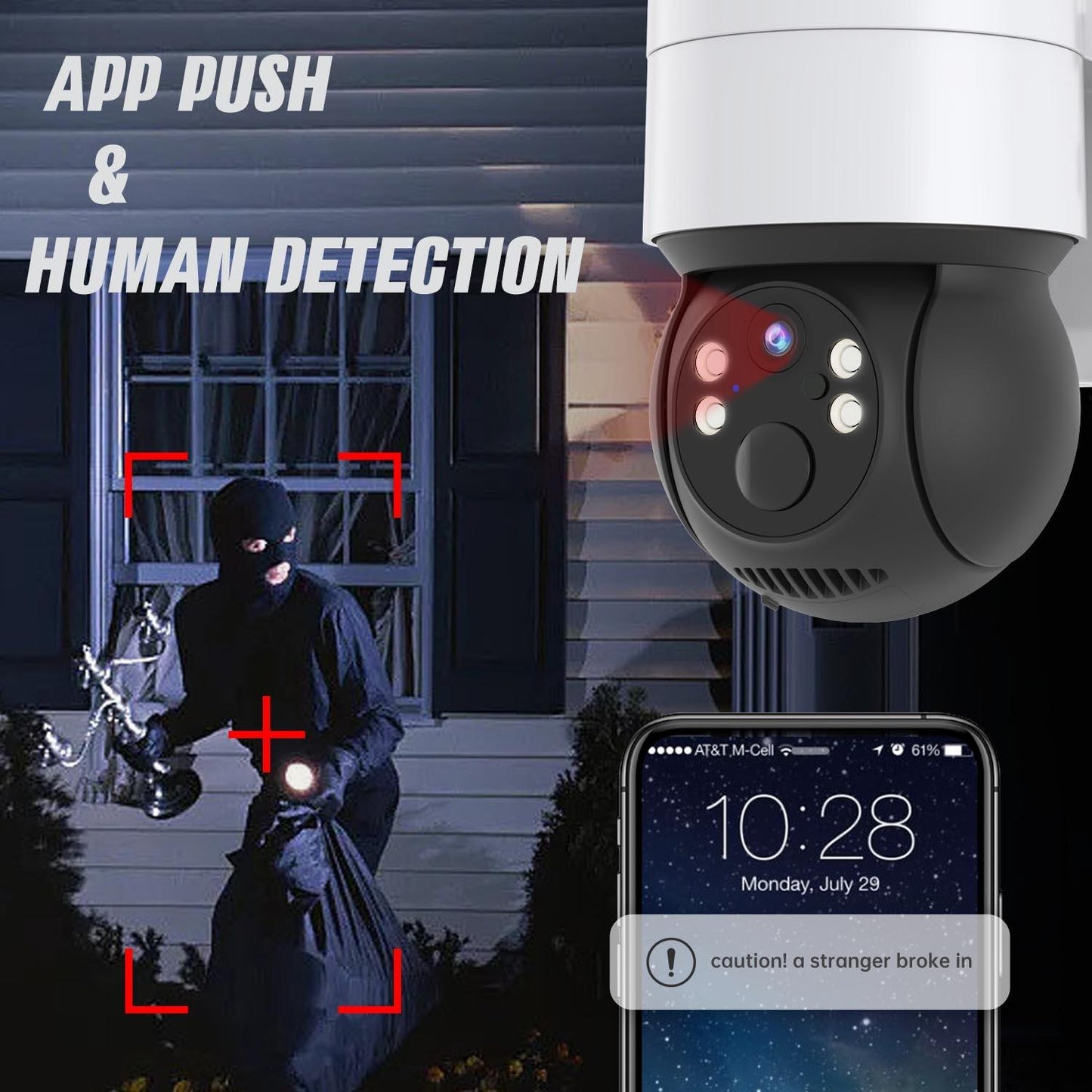 Wireless Solar Security Camera – 2MP HD, IP66 Waterproof, Outdoor Surveillance, Black