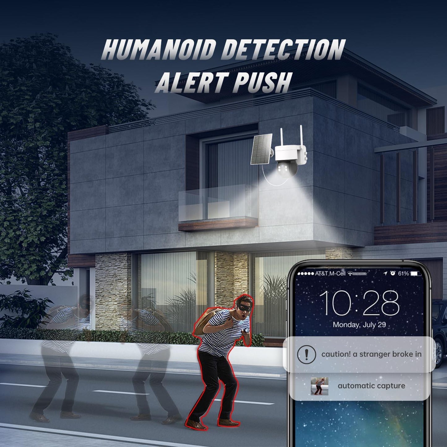 Wireless Solar Security Camera – 2MP HD, IP66 Waterproof, Outdoor Surveillance, Black