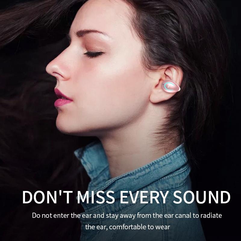 Ultra-Light Wireless Earphone with Mic – Bluetooth 5.0 Ear Clip Stereo Headset, Pink