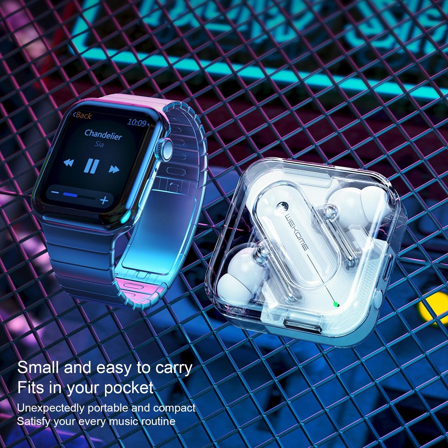 Vanguard Transparent Wireless Bluetooth Earphones – Black, Stylish Design, Clear Sound, Compact Charging Case