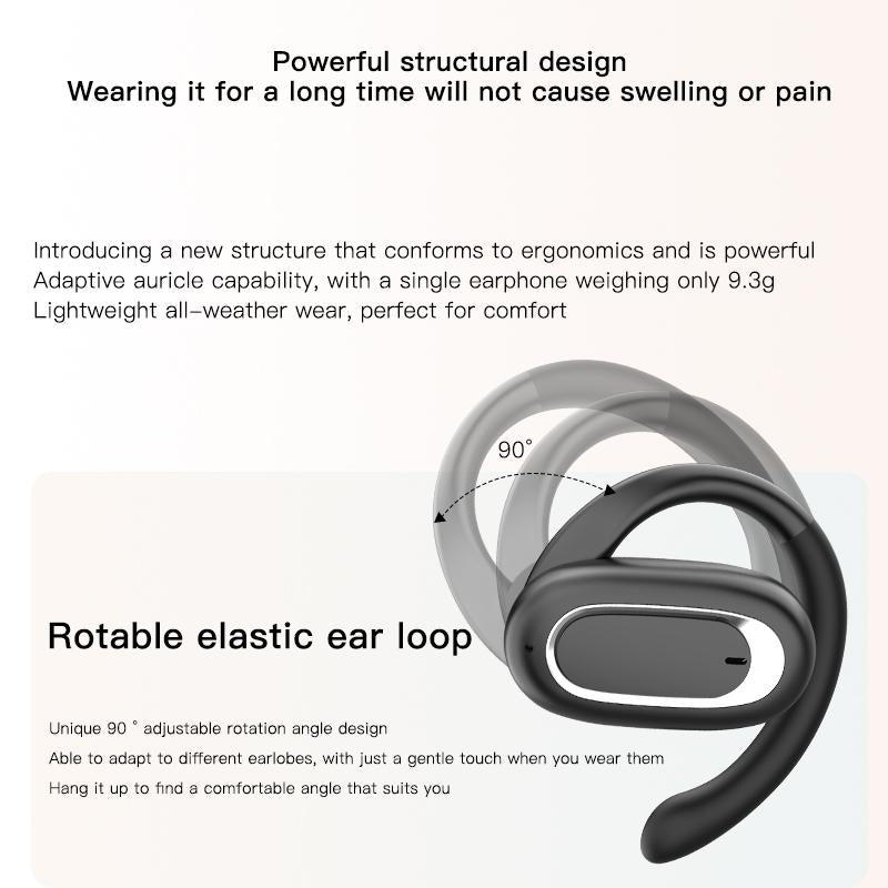 T35 OWS Adjustable Wireless Bluetooth Earphones – Noise Reduction, Open-Ear Sport Headset (White)