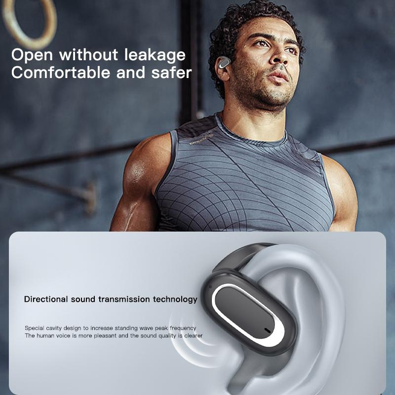 T35 OWS Adjustable Wireless Bluetooth Earphones – Noise Reduction, Open-Ear Sport Headset (White)