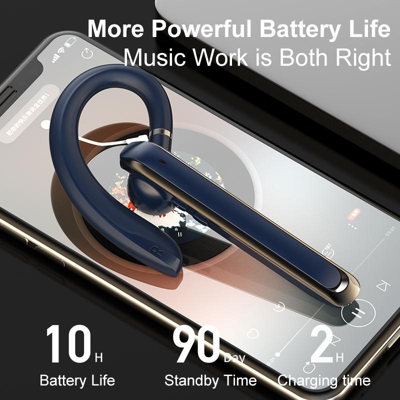 880 Ear-Mounted Wireless Bluetooth Earphone with Noise Reduction – Blue, Hands-Free