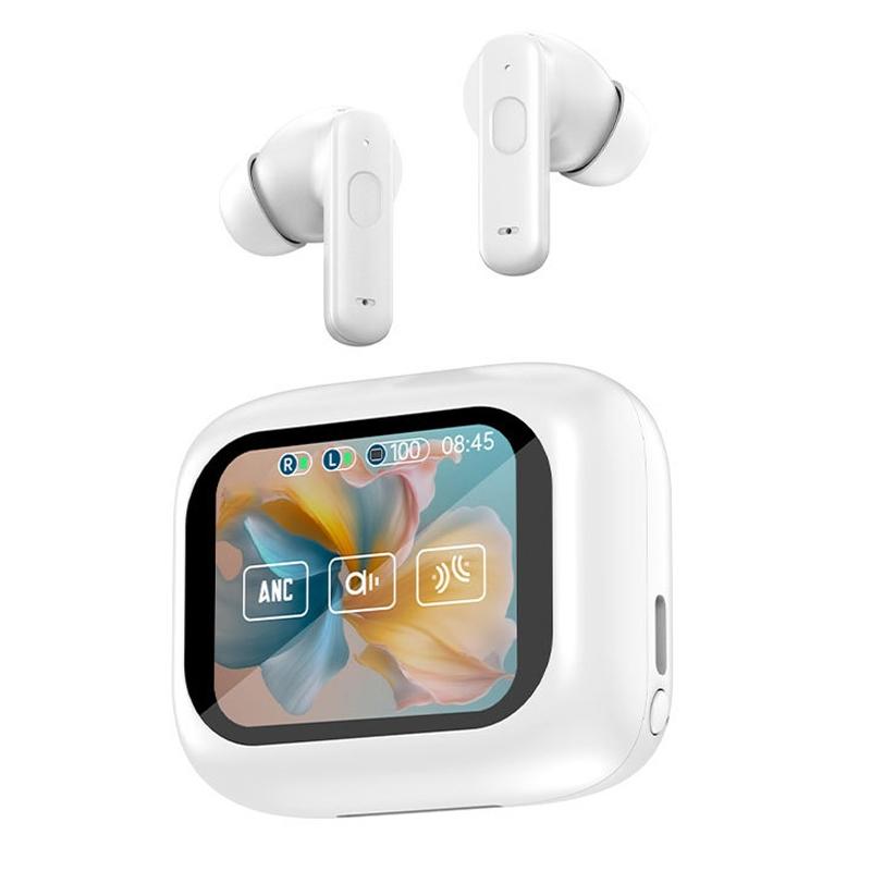 Wireless Bluetooth Earphones with Touch Controls & Noise Reduction – White