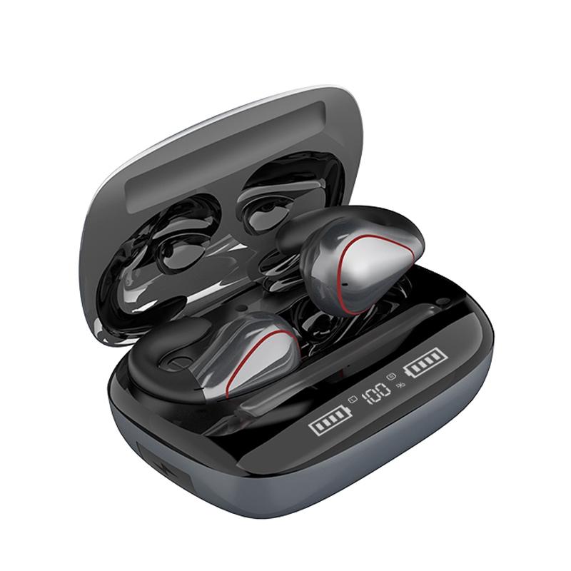 Wireless T20 TWS Bluetooth Earphones with LED Display & Charging Case – Gun Gray