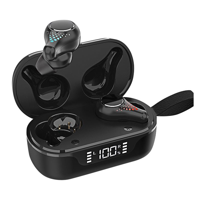 Waterproof T8 Wireless Bluetooth Earbuds with LED Display – Cloth Charging Case, Hi-Fi Sound