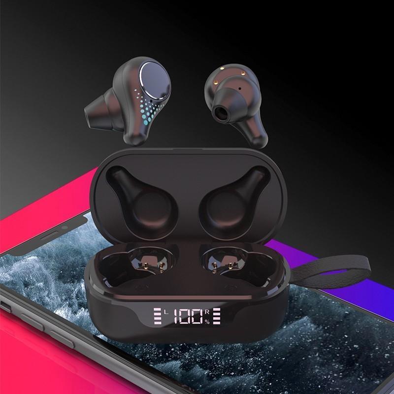 Waterproof T8 Wireless Bluetooth Earbuds with LED Display – Cloth Charging Case, Hi-Fi Sound