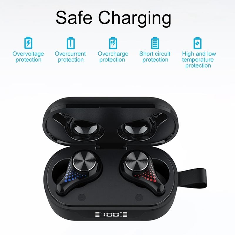 Waterproof T8 Wireless Bluetooth Earbuds with LED Display – Cloth Charging Case, Hi-Fi Sound