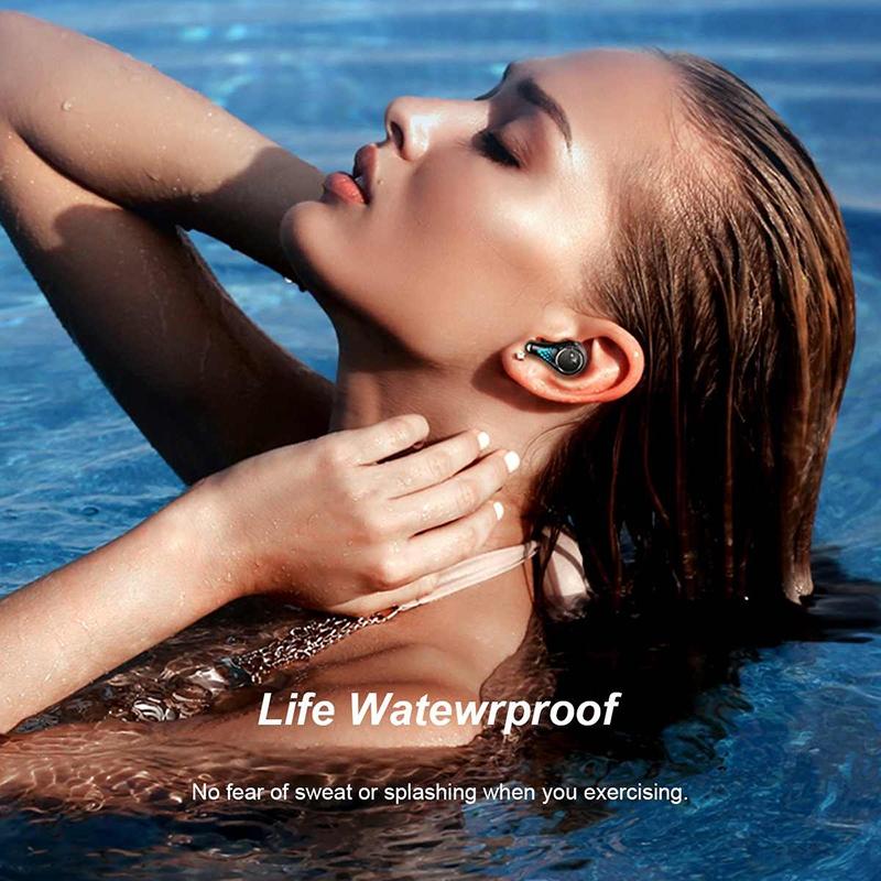 Waterproof T8 Wireless Bluetooth Earbuds with LED Display – Cloth Charging Case, Hi-Fi Sound