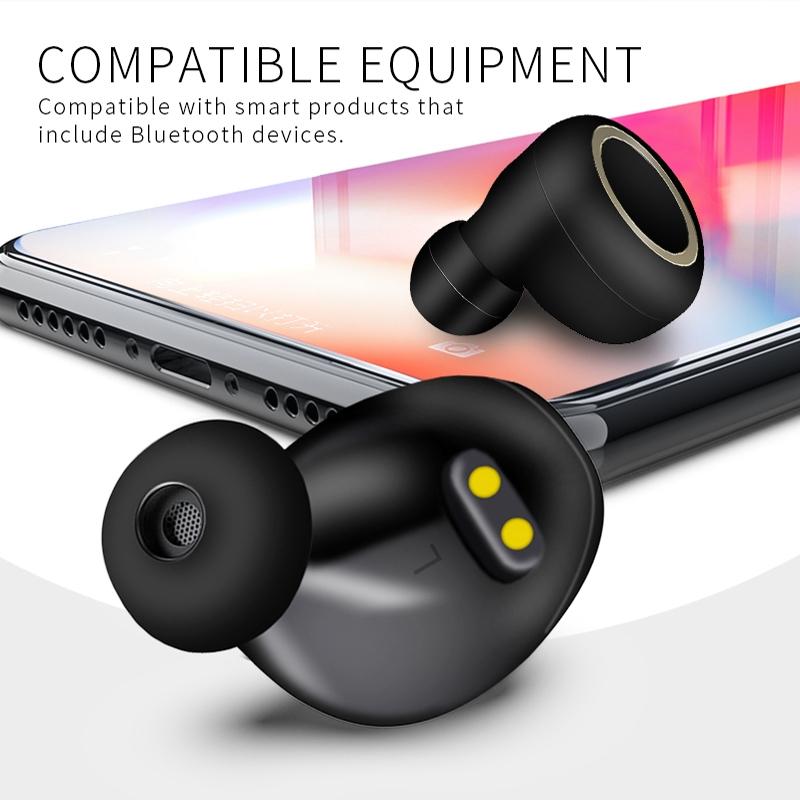 Mini Invisible TWS Bluetooth 5.0 Earphones with Charging Box & Mic – Ultra-Compact In-Ear Headphones (White)