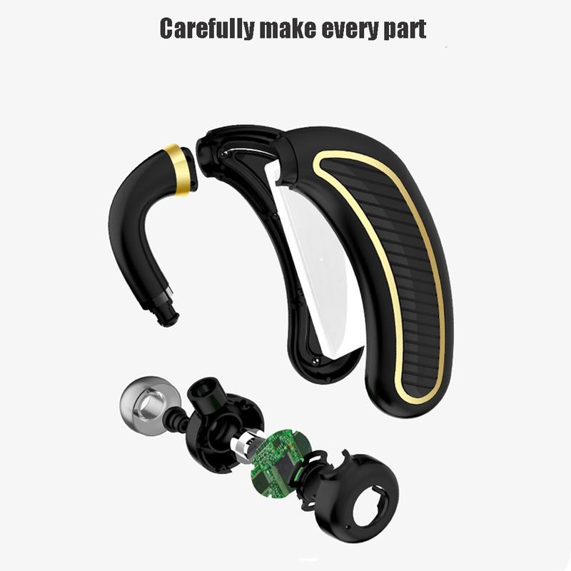 “Wireless Bluetooth Earphones with Mic – 24hrs Playtime for iPhone/Android – Black & Gold
