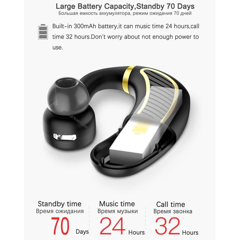 “Wireless Bluetooth Earphones with Mic – 24hrs Playtime for iPhone/Android – Black & Gold