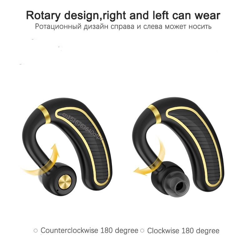 “Wireless Bluetooth Earphones with Mic – 24hrs Playtime for iPhone/Android – Black & Gold