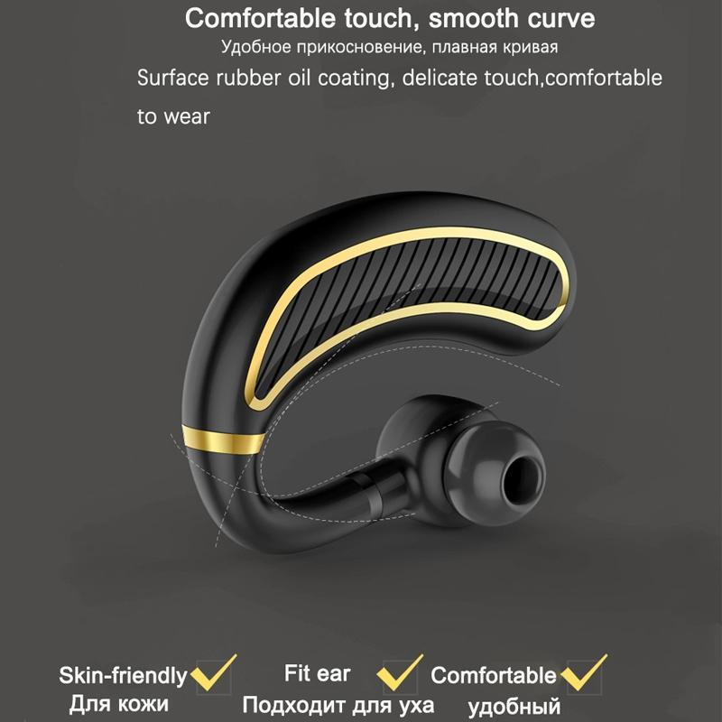 “Wireless Bluetooth Earphones with Mic – 24hrs Playtime for iPhone/Android – Black & Gold