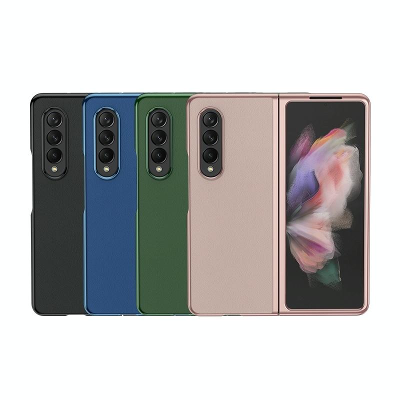 Samsung Galaxy Z Fold4 5G Leather Plated Phone Cover – Slim Protective Case – Blue